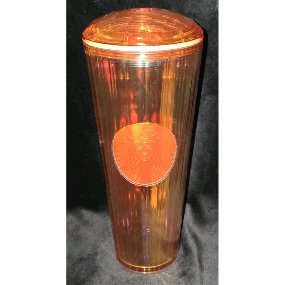 Starbucks 24 oz Iridescent Cold Cup - Rose Gold - Prism Dome Lid